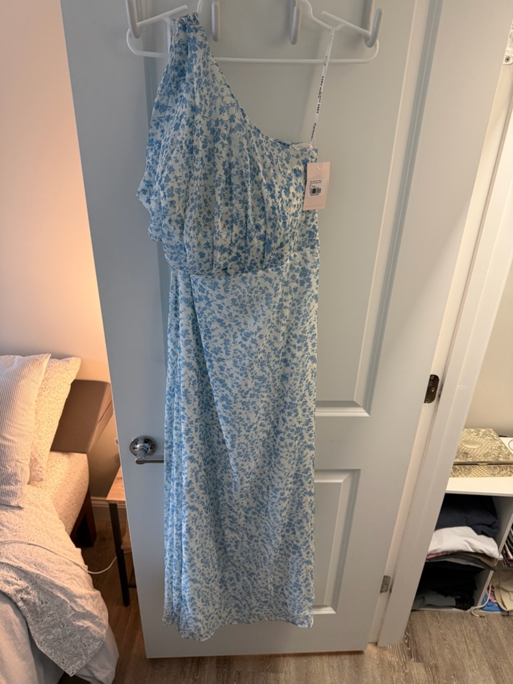 Birdy Grey One-Shoulder Blue Floral Wedding Dress